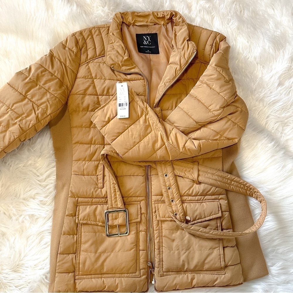Women’s Jackets | New York and Company Quilted Tan Jacket - Picture 9 of 9